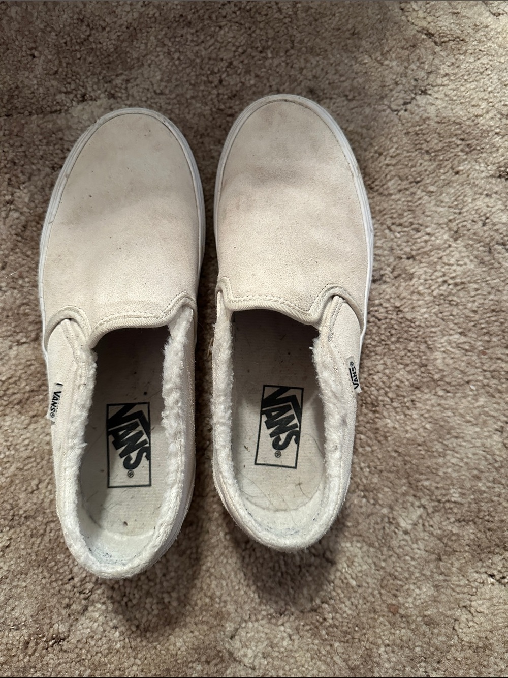 Vans Off-White Suede Slip-On Loafers